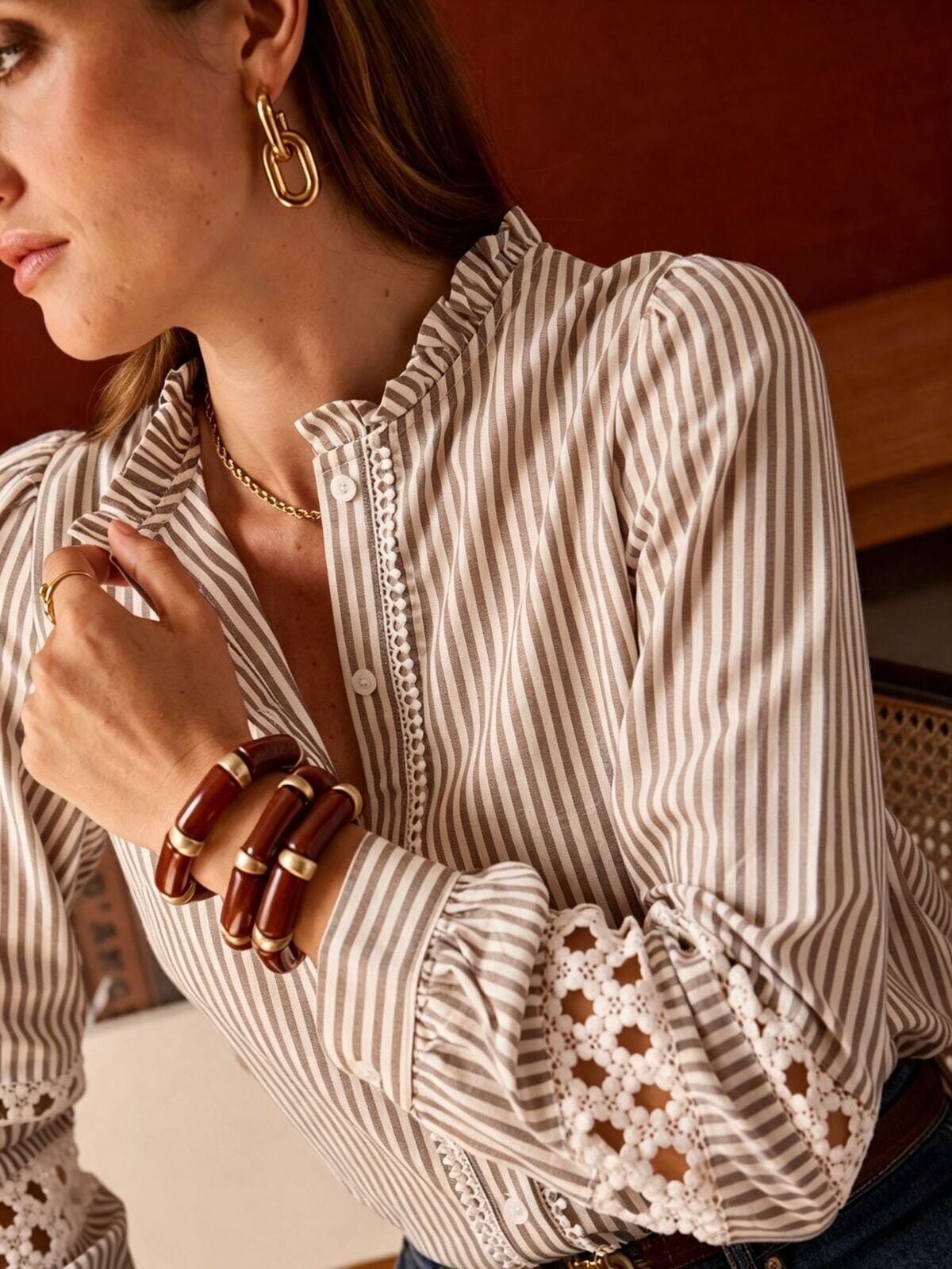 Freda Shirt | Taupe Shirt Parisienne Collection 