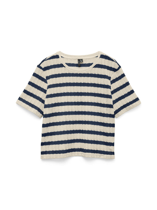 Freja Stripe Top | Birch/Navy Blazer Blouse Vero Moda 