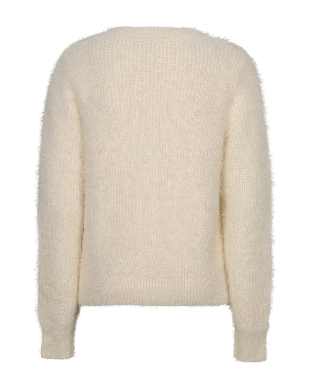 Fuzzy Long Cardigan | Cream Cardigan Red Button 