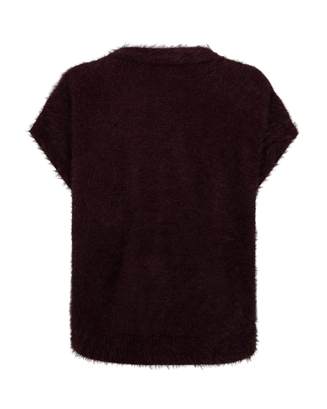 Fuzzy Sleeveless Cardigan | Burgundy Cardigan Red Button 