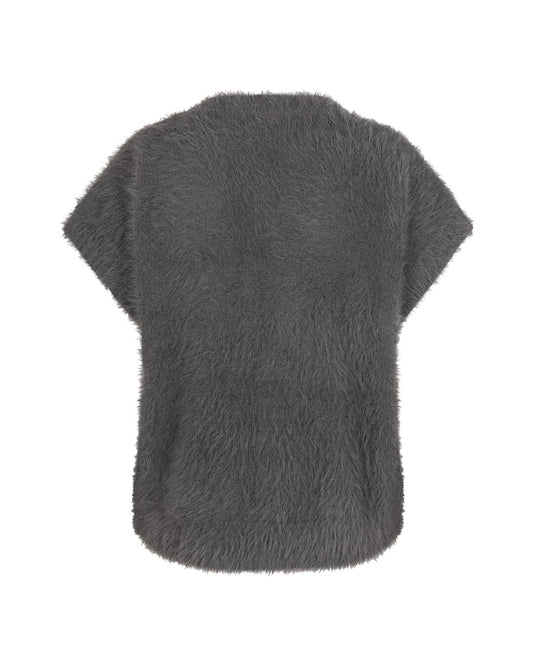 Fuzzy Sleeveless Cardigan | Lava Cardigan Red Button 