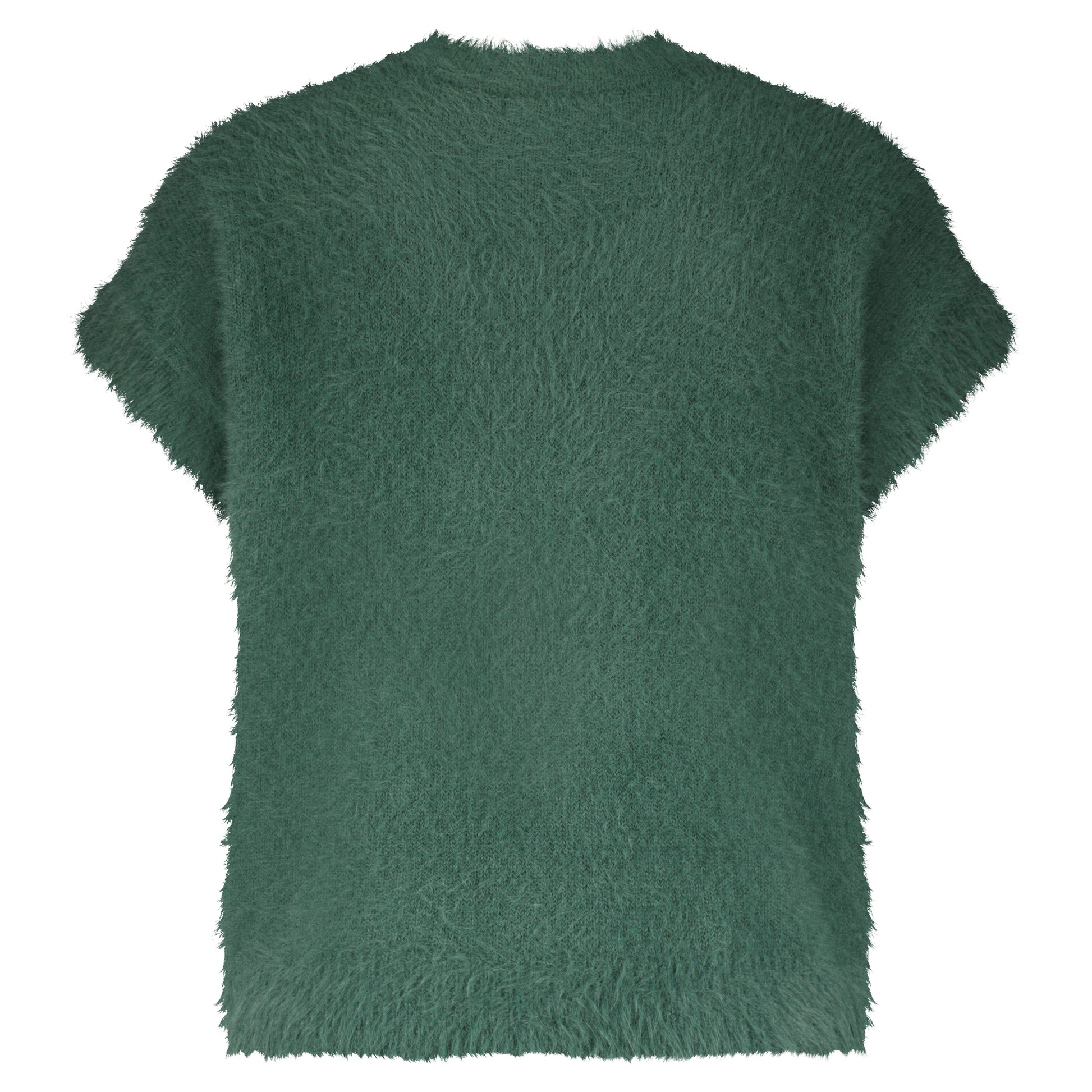 Fuzzy Sleeveless Cardigan | Pine Cardigan Red Button 