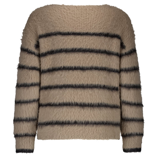 Fuzzy Sweater | Latte/Black Cardigan Red Button 