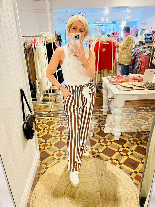Ginevra Stripe Trousers | Brown Trousers Parisienne Collection 