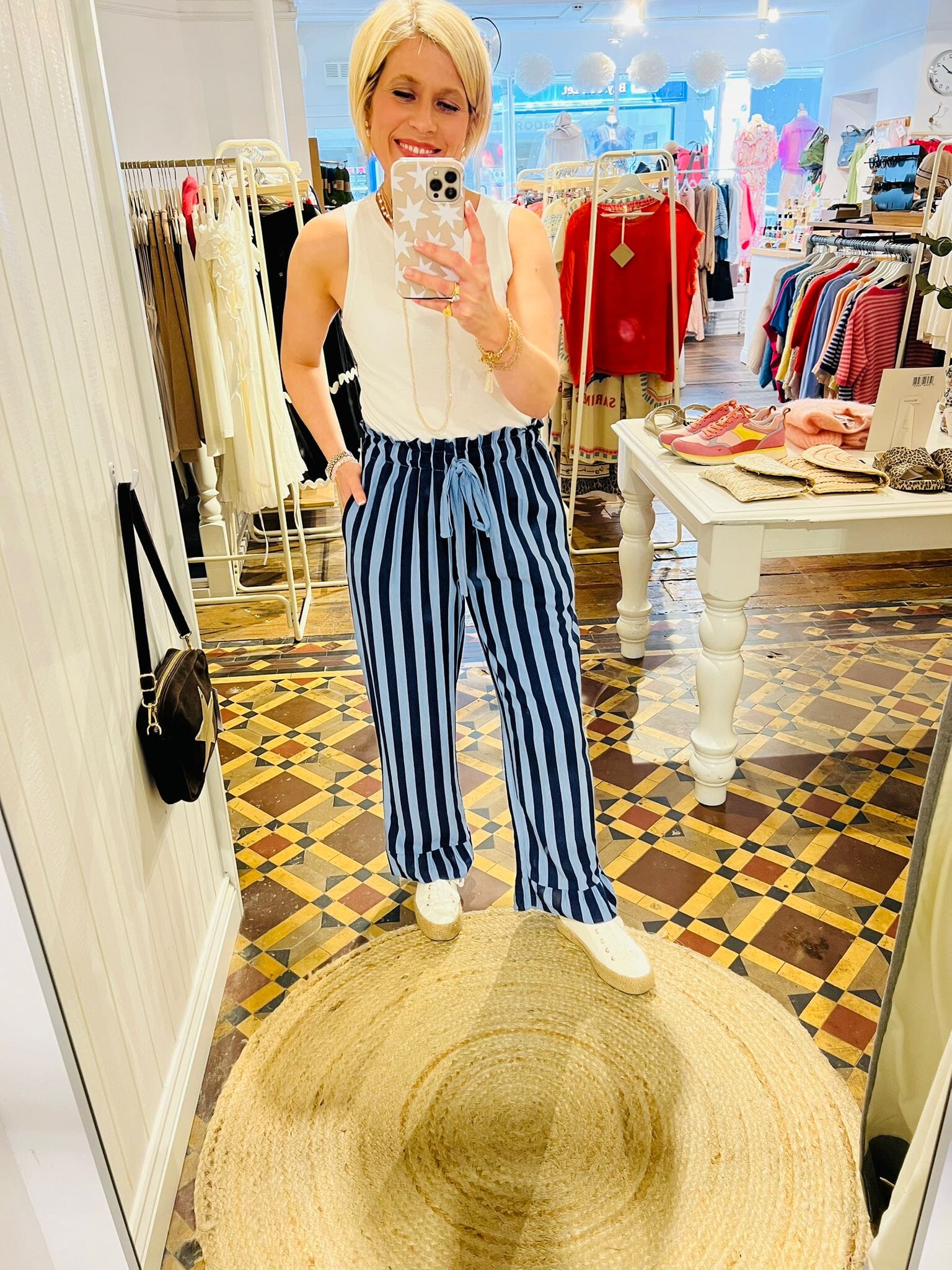 Ginevra Stripe Trousers | Navy/Blue Trousers Parisienne Collection 