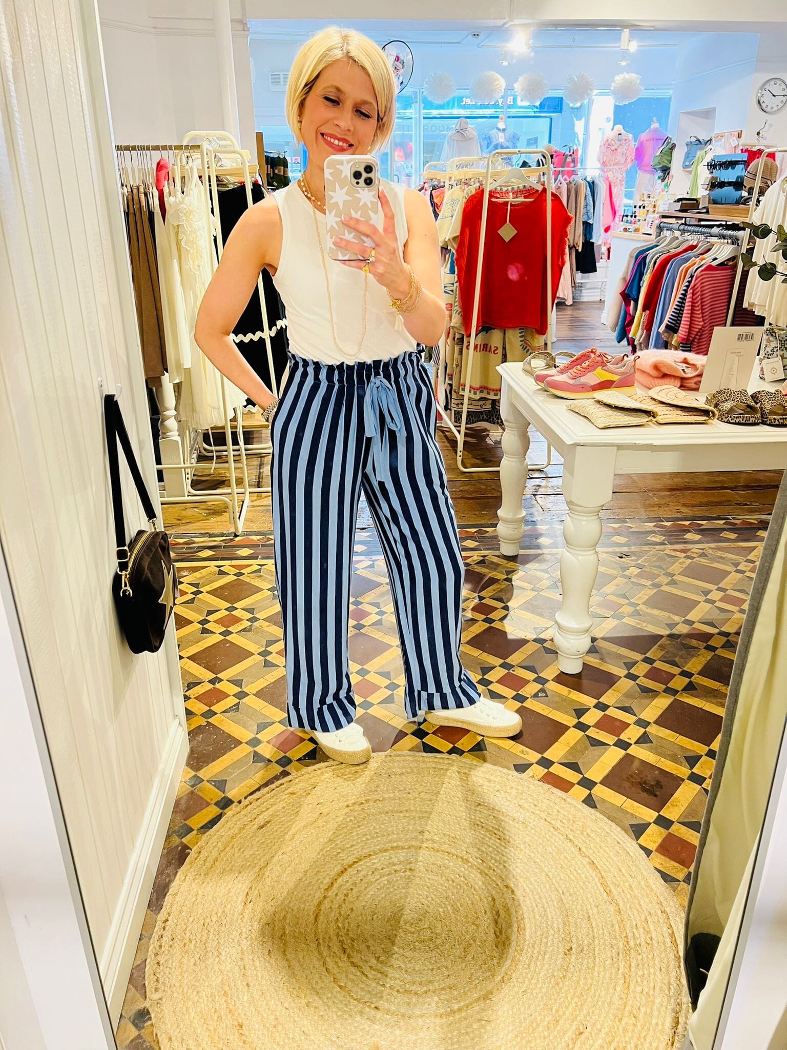 Ginevra Stripe Trousers | Navy/Blue Trousers Parisienne Collection 