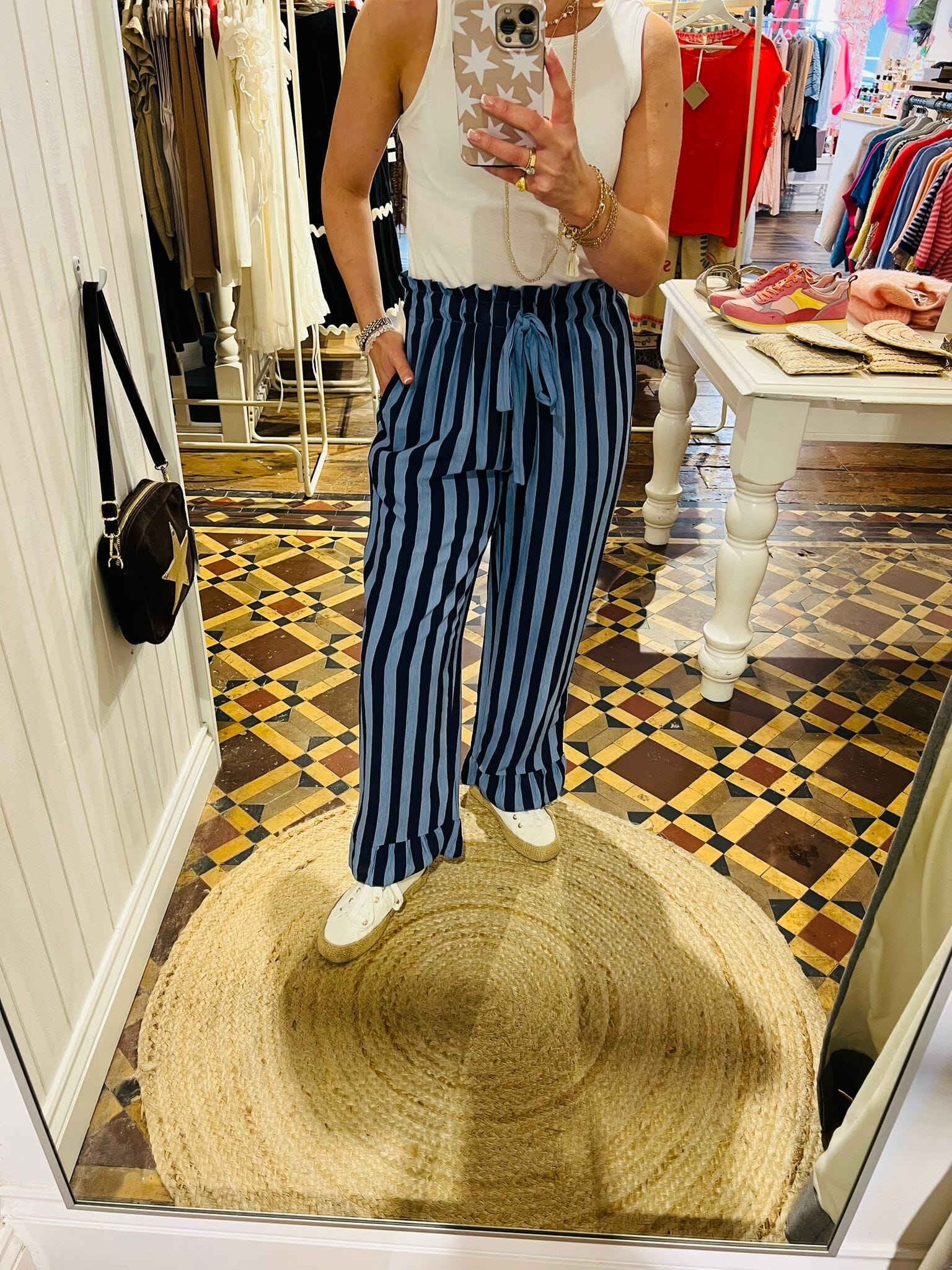 Ginevra Stripe Trousers | Navy/Blue Trousers Parisienne Collection 