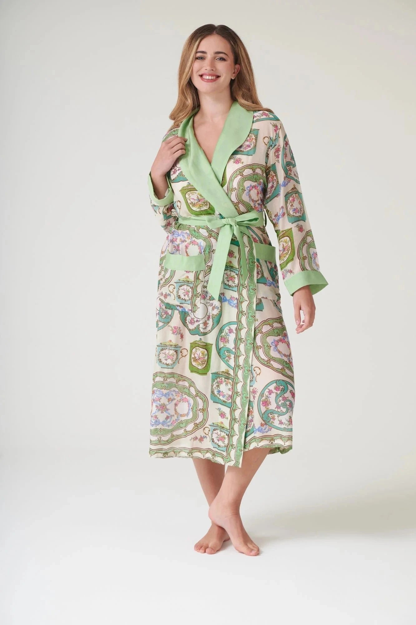 Gown | Afternoon Tea | Green Dressing Gown One Hundred Stars 