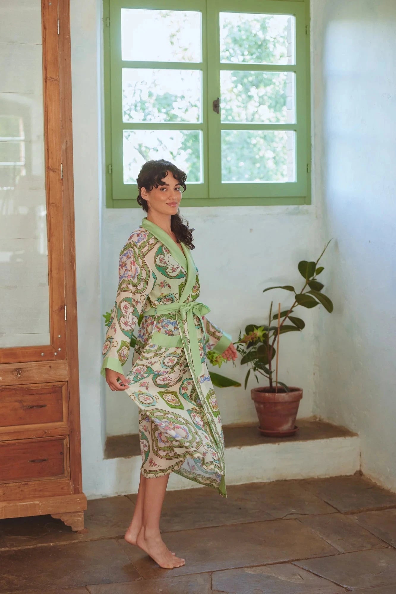 Gown | Afternoon Tea | Green Dressing Gown One Hundred Stars 