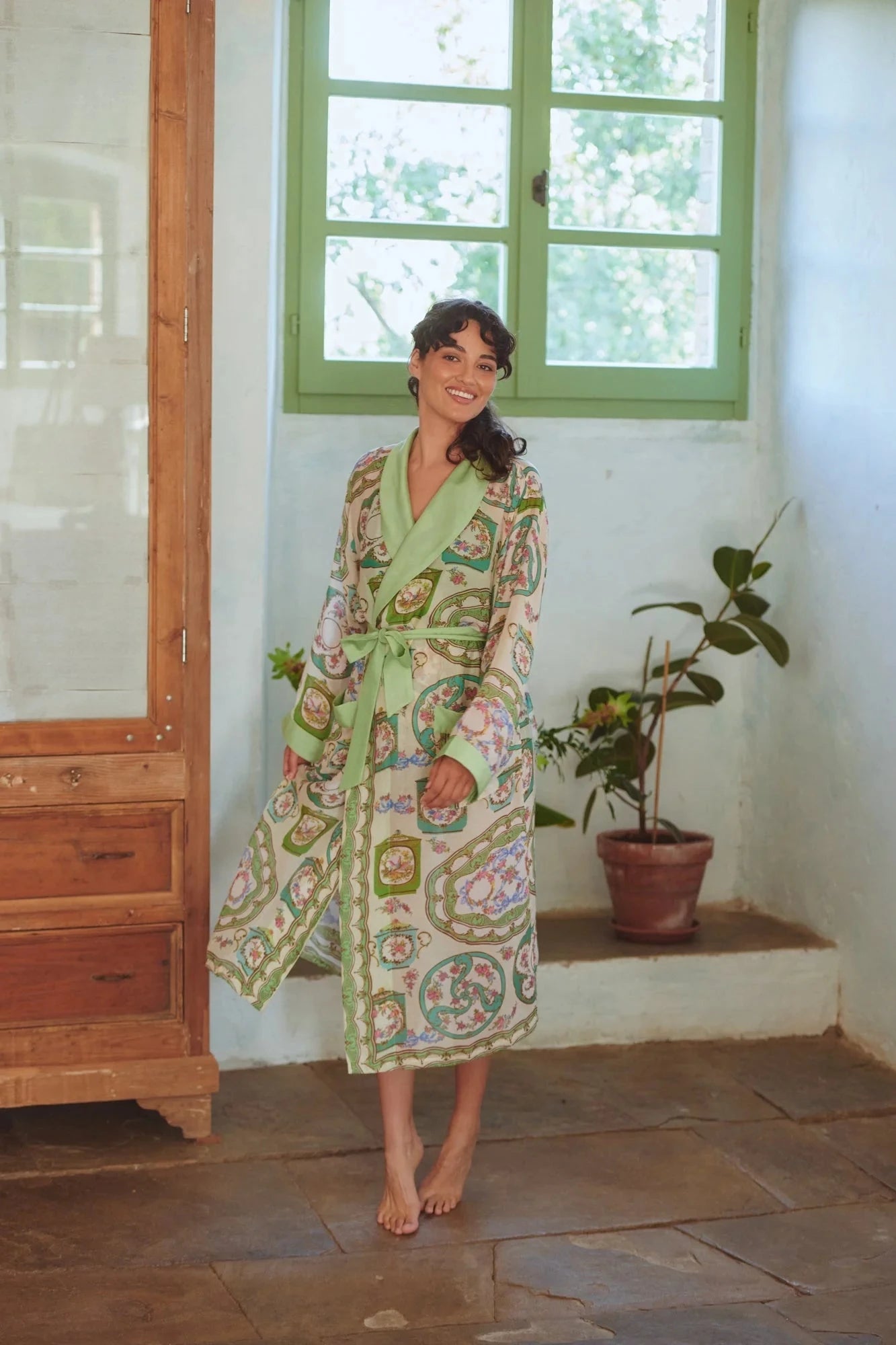 Gown | Afternoon Tea | Green Dressing Gown One Hundred Stars 