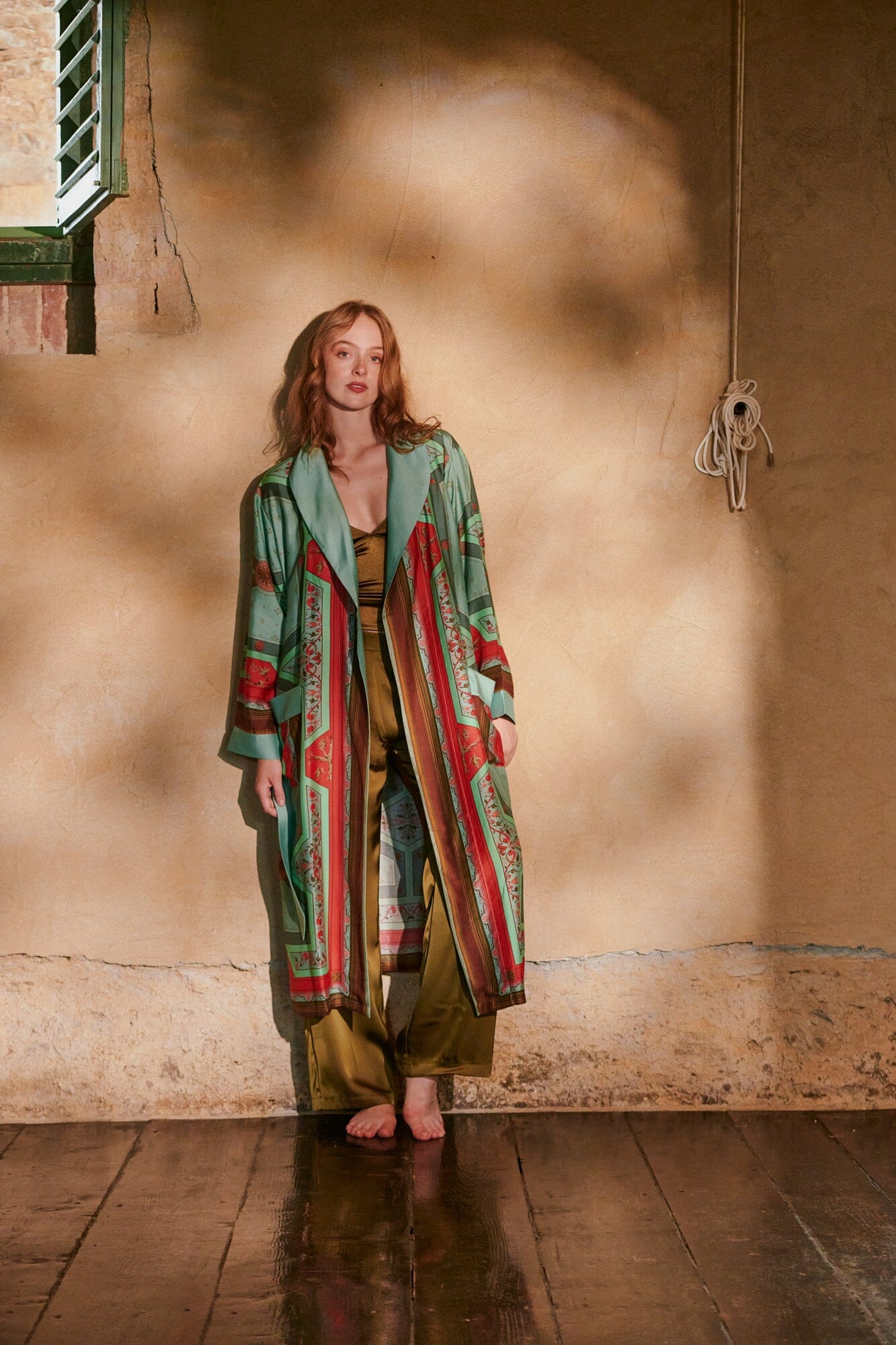 Gown | Fleur De Lys | Aqua Dressing Gown One Hundred Stars 