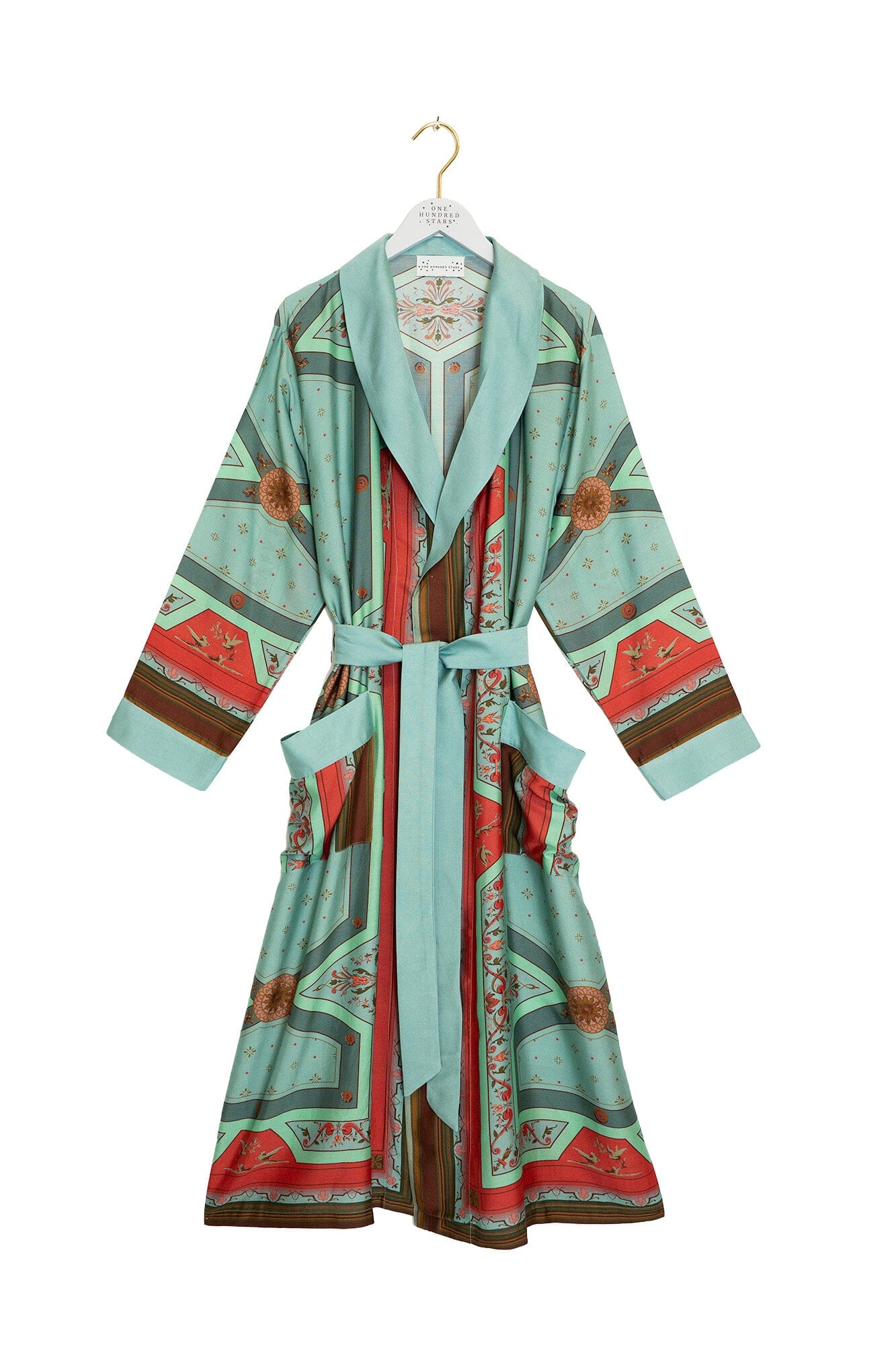 Gown | Fleur De Lys | Aqua Dressing Gown One Hundred Stars 