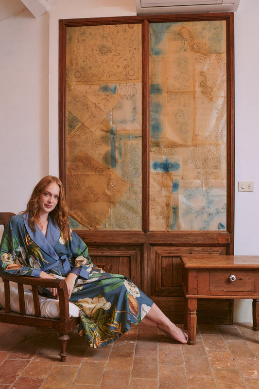 Gown | Rhodoleia | Blue Dressing Gown One Hundred Stars 