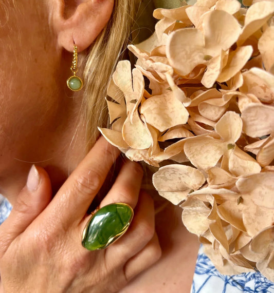 Green Resin Statement Ring Ring Ocean Ripples 