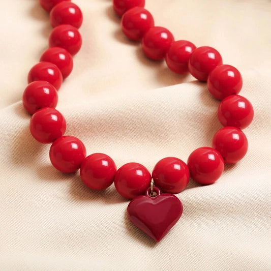 Heart Charm Chunky Necklace | Red Necklace Lisa Angel 