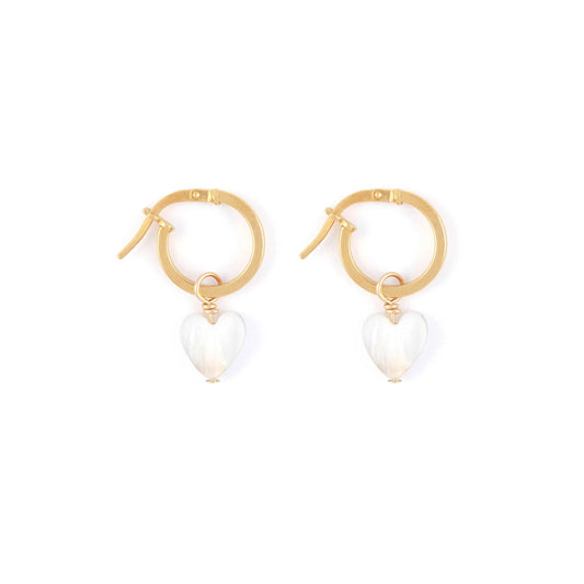 Heart Creole Hoop Earrings | Mother of Pearl Earrings Wanderlust Life 