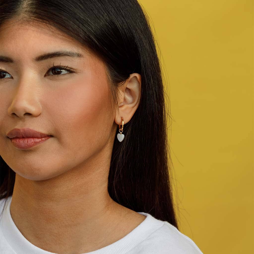 Heart Creole Hoop Earrings | Mother of Pearl Earrings Wanderlust Life 