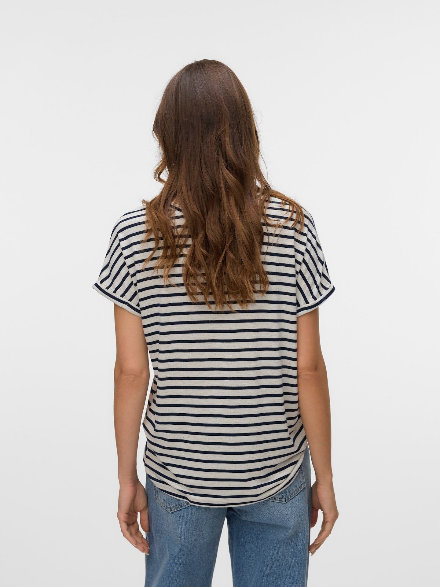 Holly Stripe Top | Silver Lining/Navy Blazer Shirts & Tops Vero Moda 
