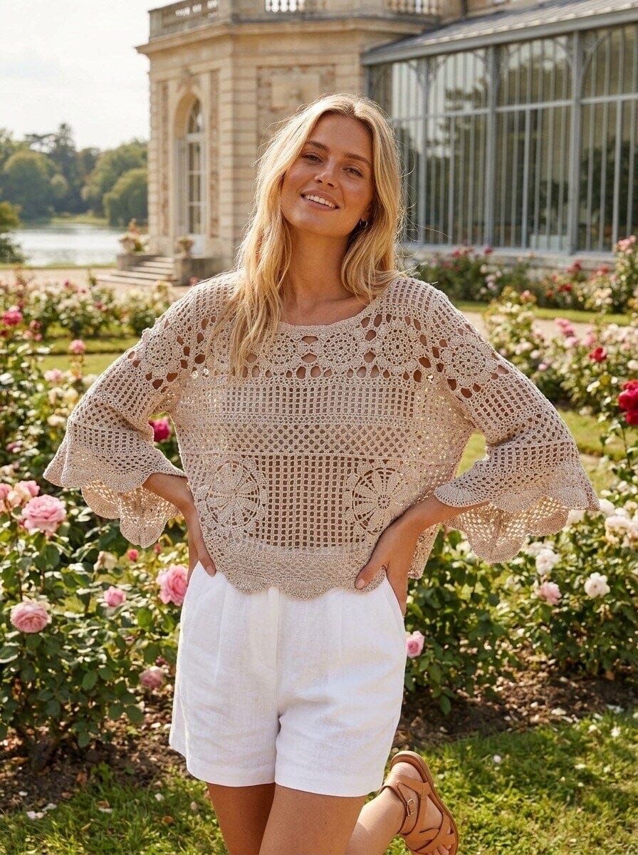 Isa Crochet Top | Multiple Colours Top Parisienne Collection Beige 