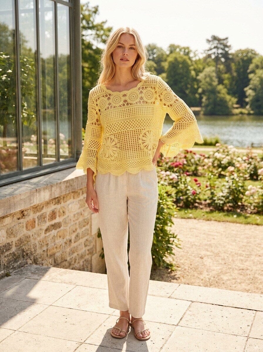 Isa Crochet Top | Multiple Colours Top Parisienne Collection Yellow 
