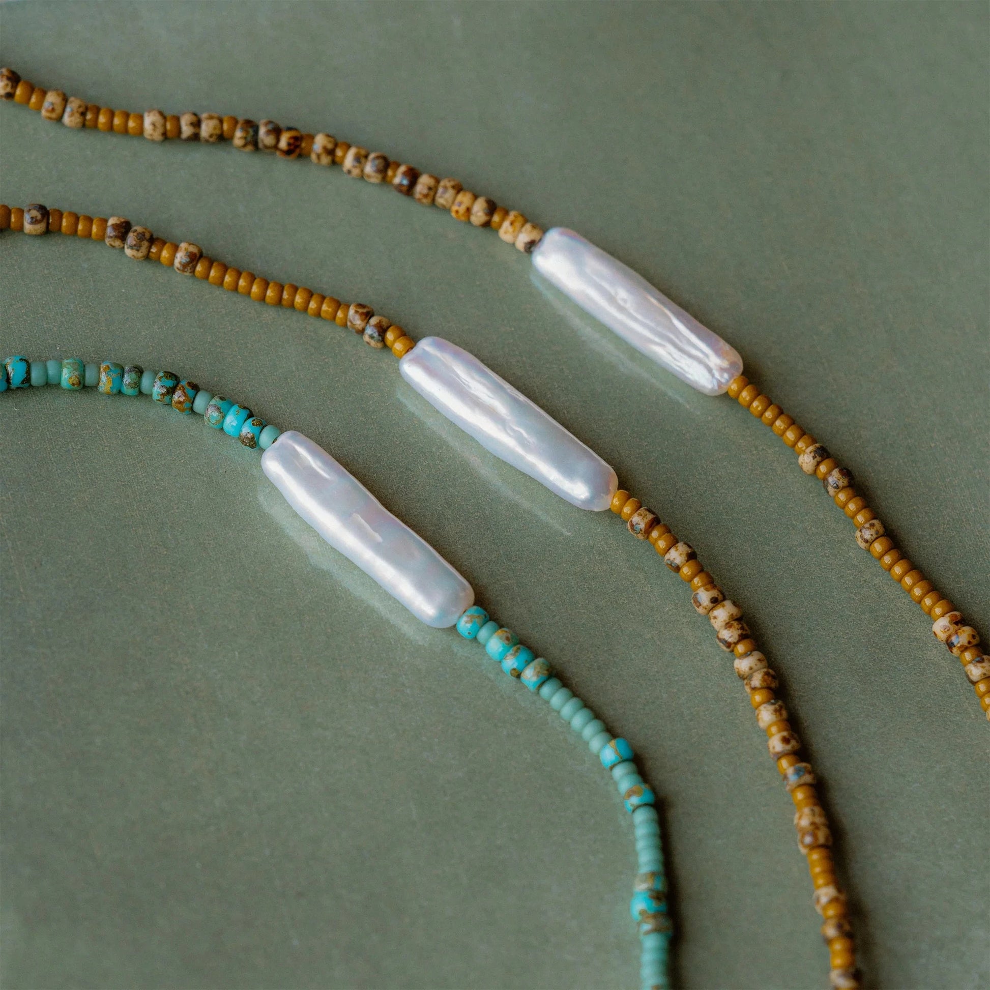 Ischia Beaded Bracelet | Pearl and Olive Bracelet Wanderlust Life 