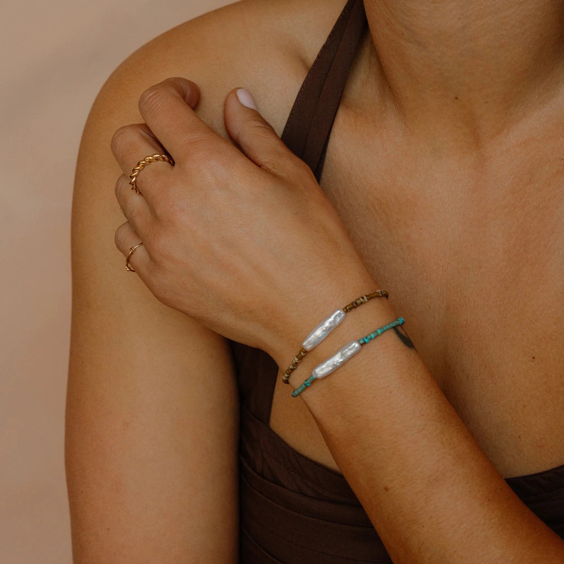 Ischia Beaded Bracelet | Pearl and Turquoise Bracelet Wanderlust Life 