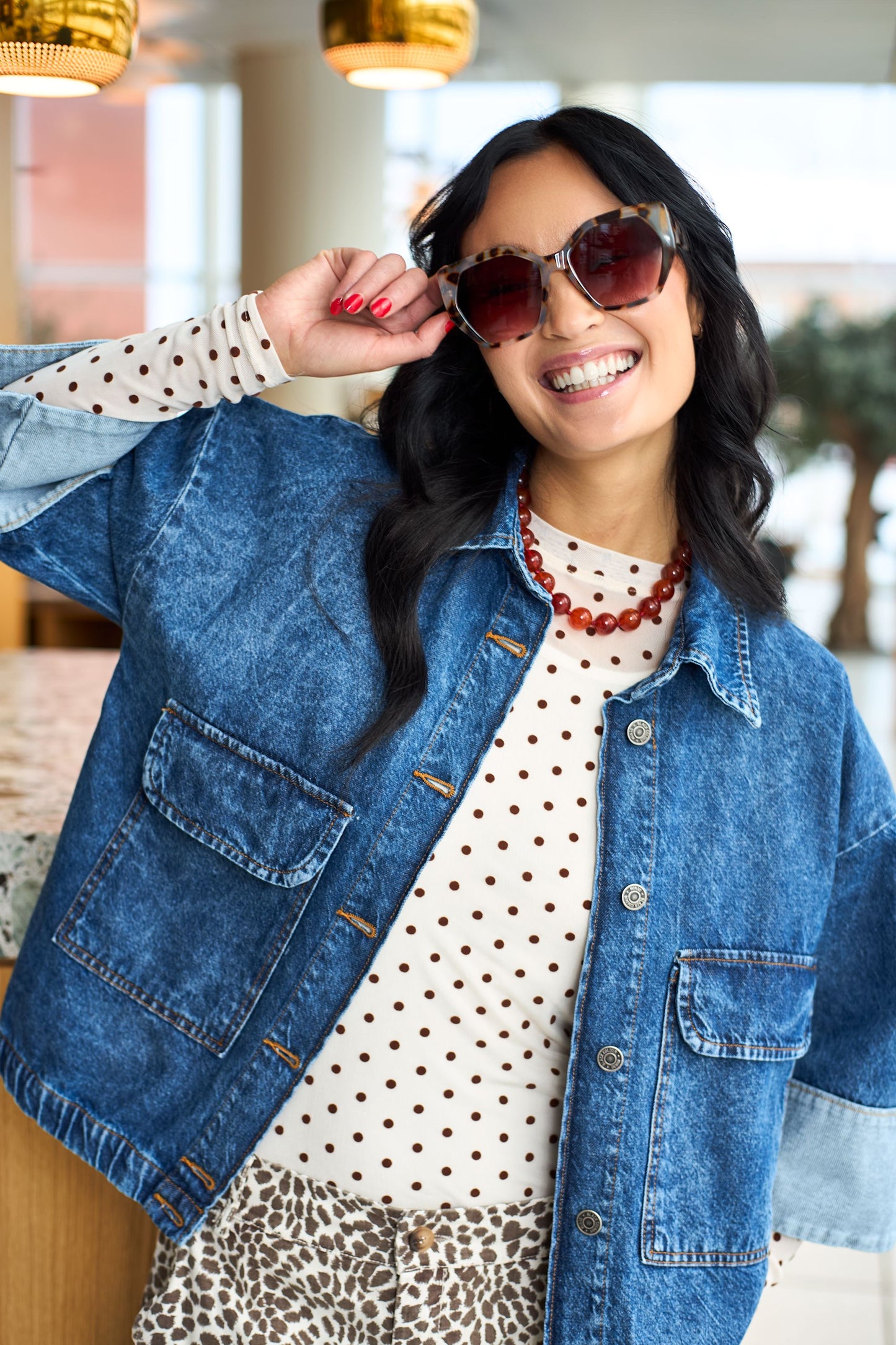 Jennie Dotted Mesh Blouse | 2 Colours Shirts & Tops Black Colour Cream S/M 