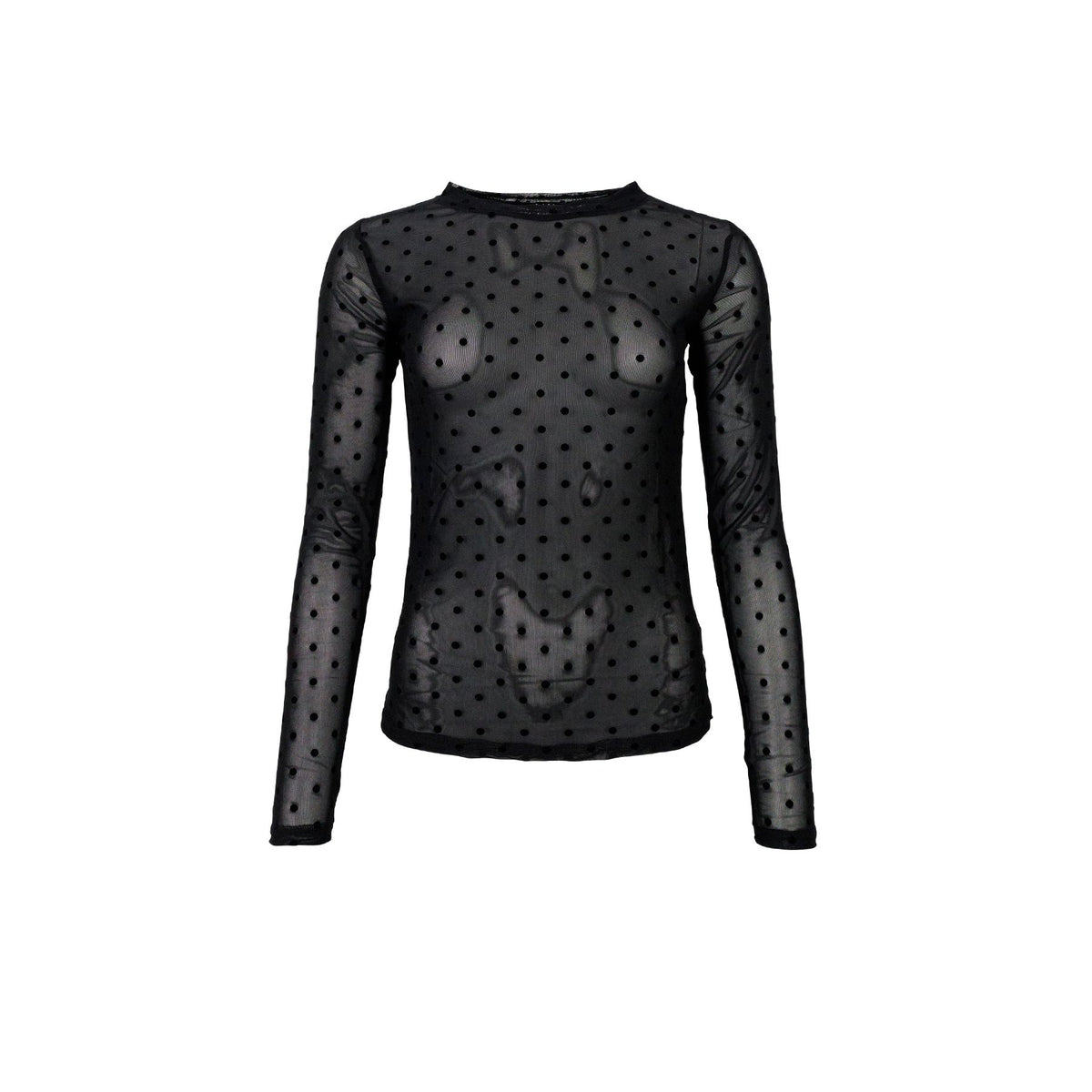 Jennie Dotted Mesh Blouse | 3 Colours Shirts & Tops Black Colour 