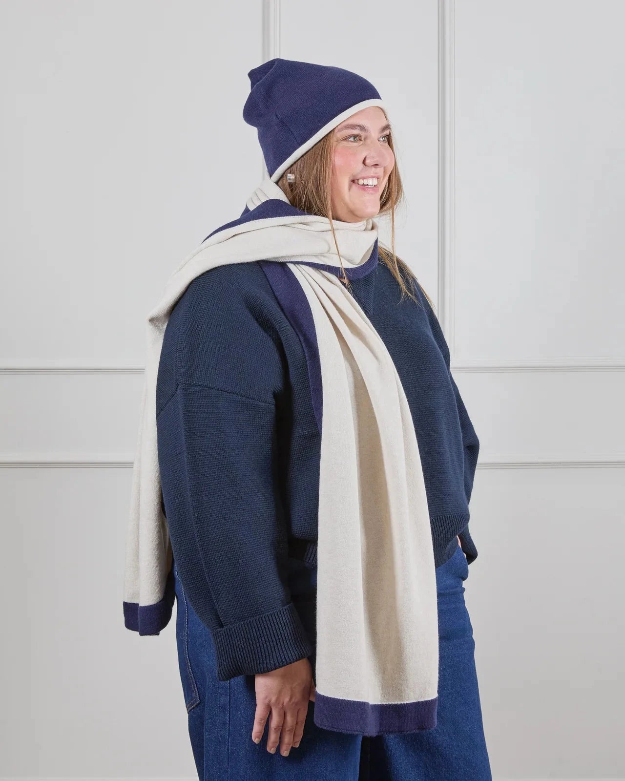 Joey Scarf | Navy/Cream Scarves Chalk 