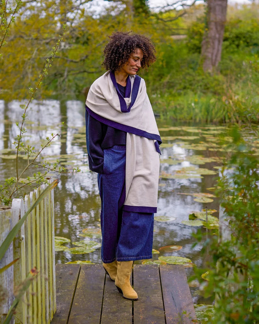Joey Scarf | Navy/Cream Scarves Chalk 
