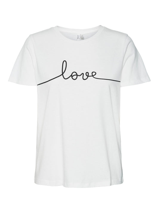 Kami T-Shirt | Love | Snow White/Black Shirts & Tops Vero Moda 