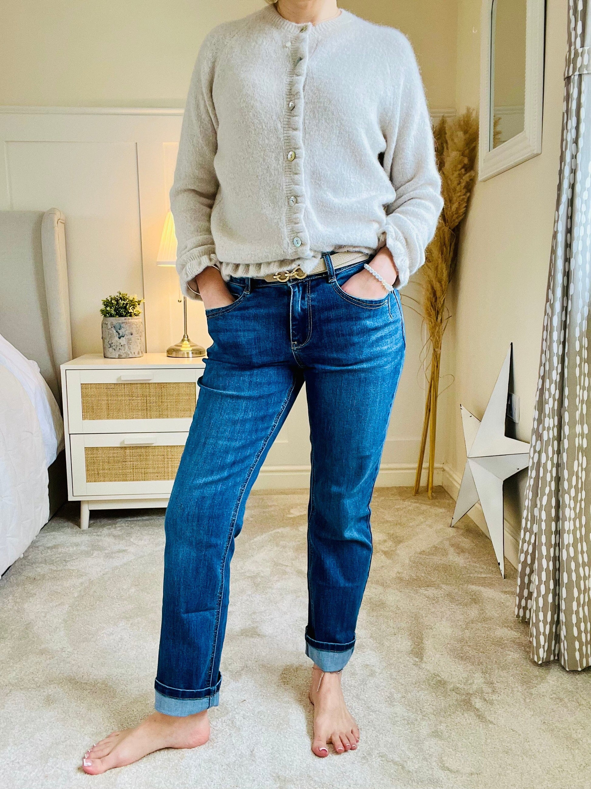Kate Jeans | Stone Used Pants Red Button 