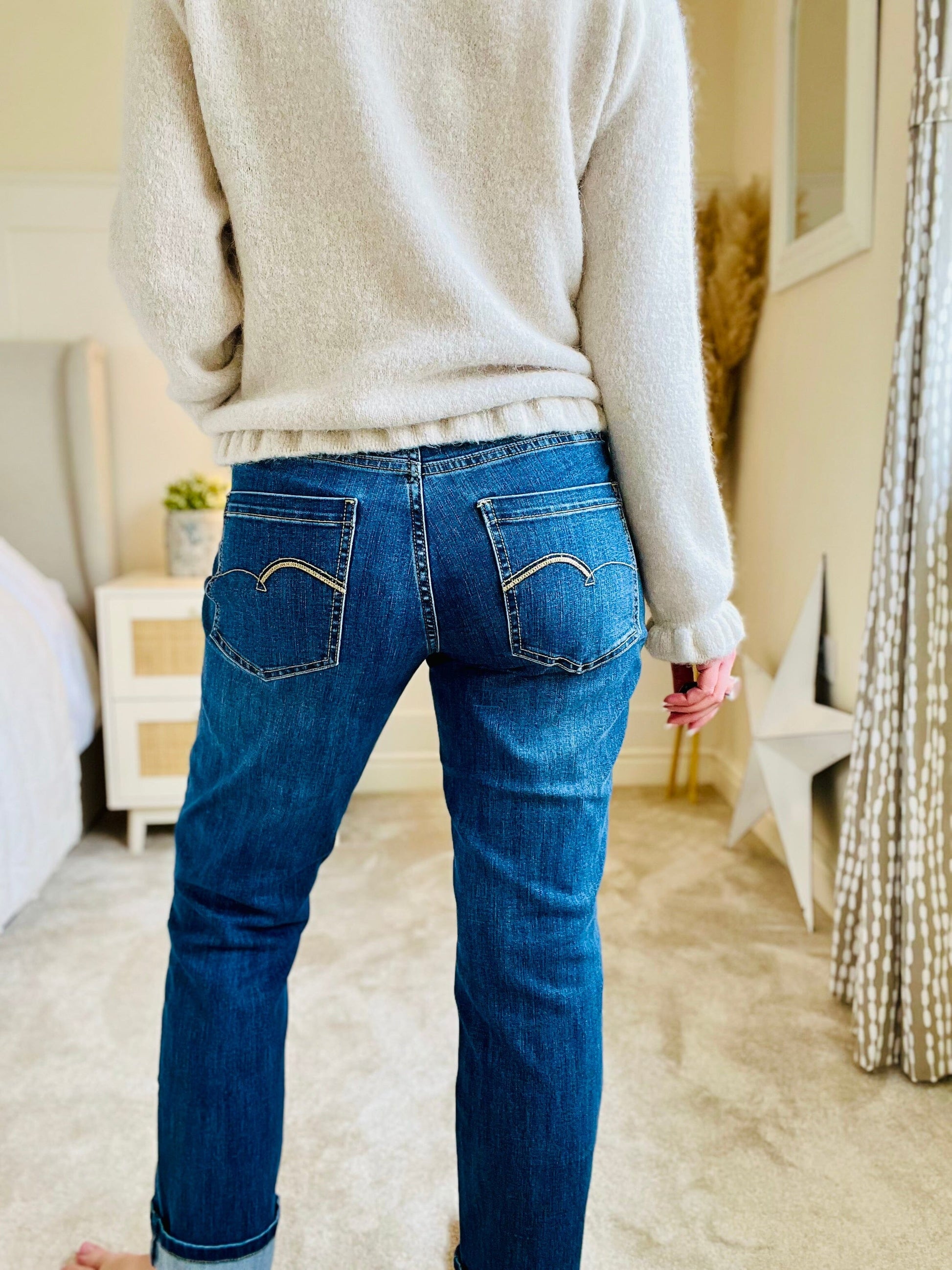 Kate Jeans | Stone Used Pants Red Button 