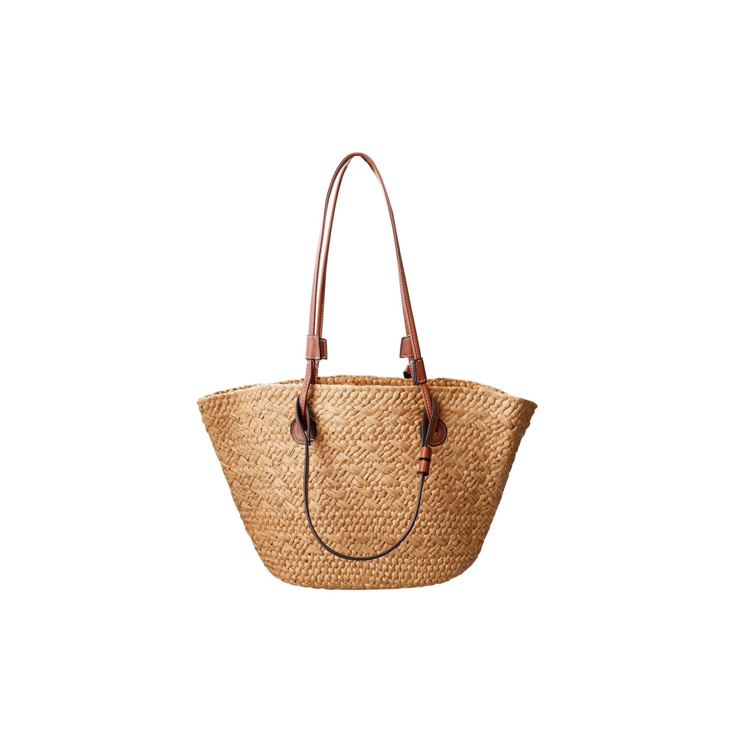 Kate Straw Shopper Bag | Nature Handbags Black Colour 