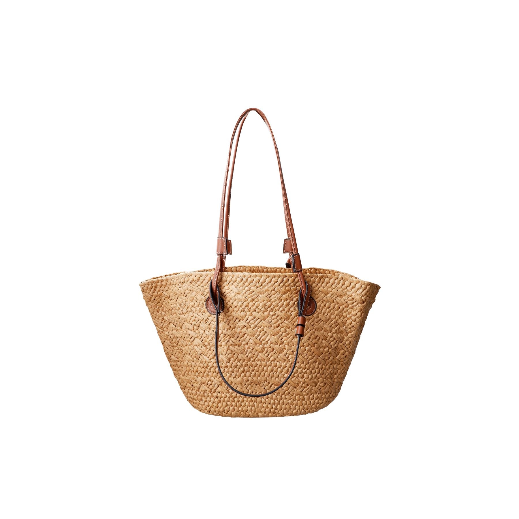 Kate Straw Shopper Bag | Nature Handbags Black Colour 
