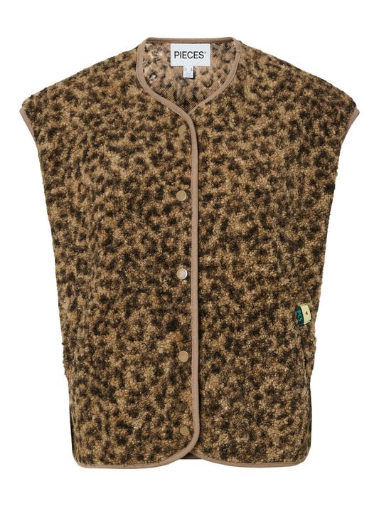 Katty Teddy Vest | Tannin Leopard Waistcoat Pieces 