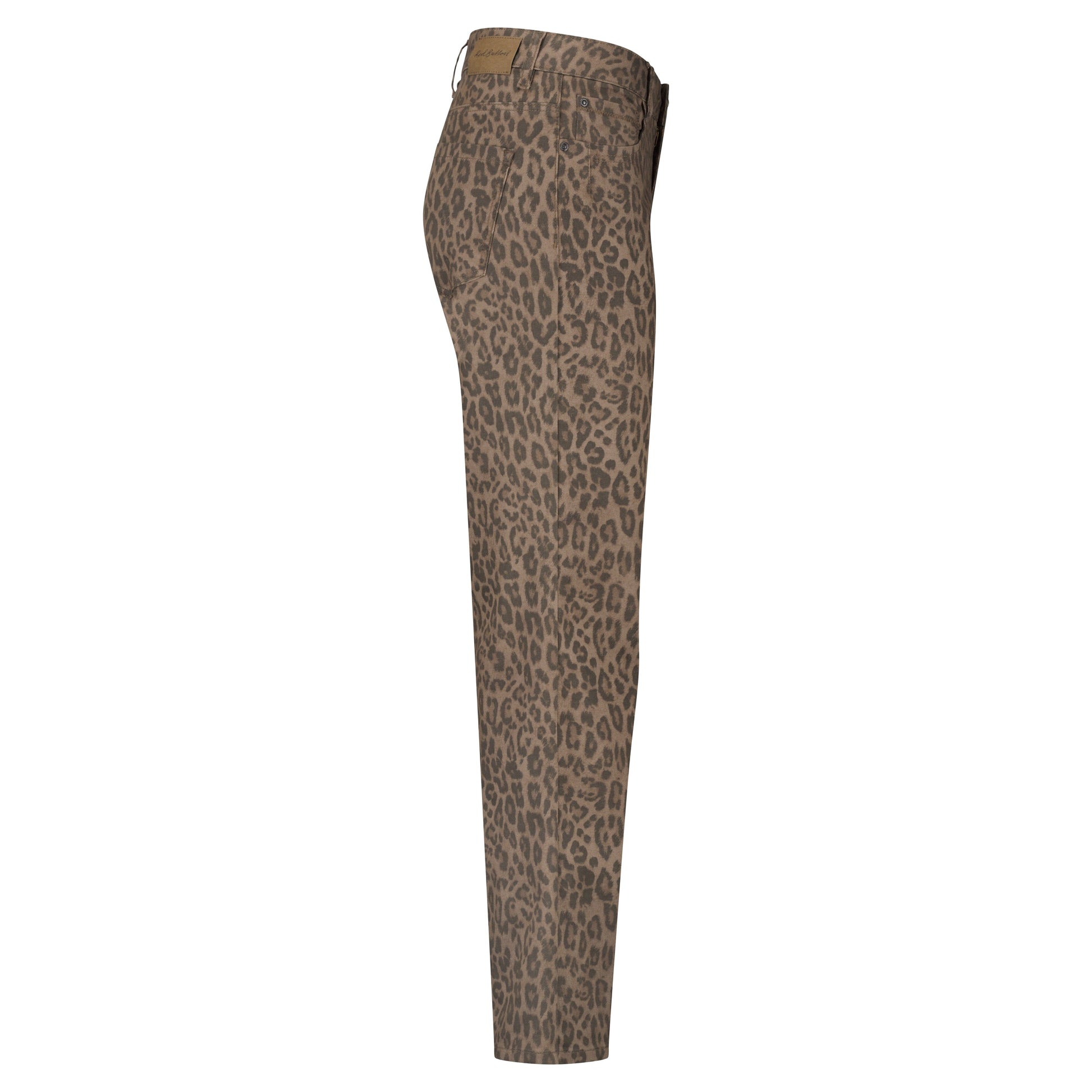 Kim Leopard Trousers | Mid Brown Pants Red Button 