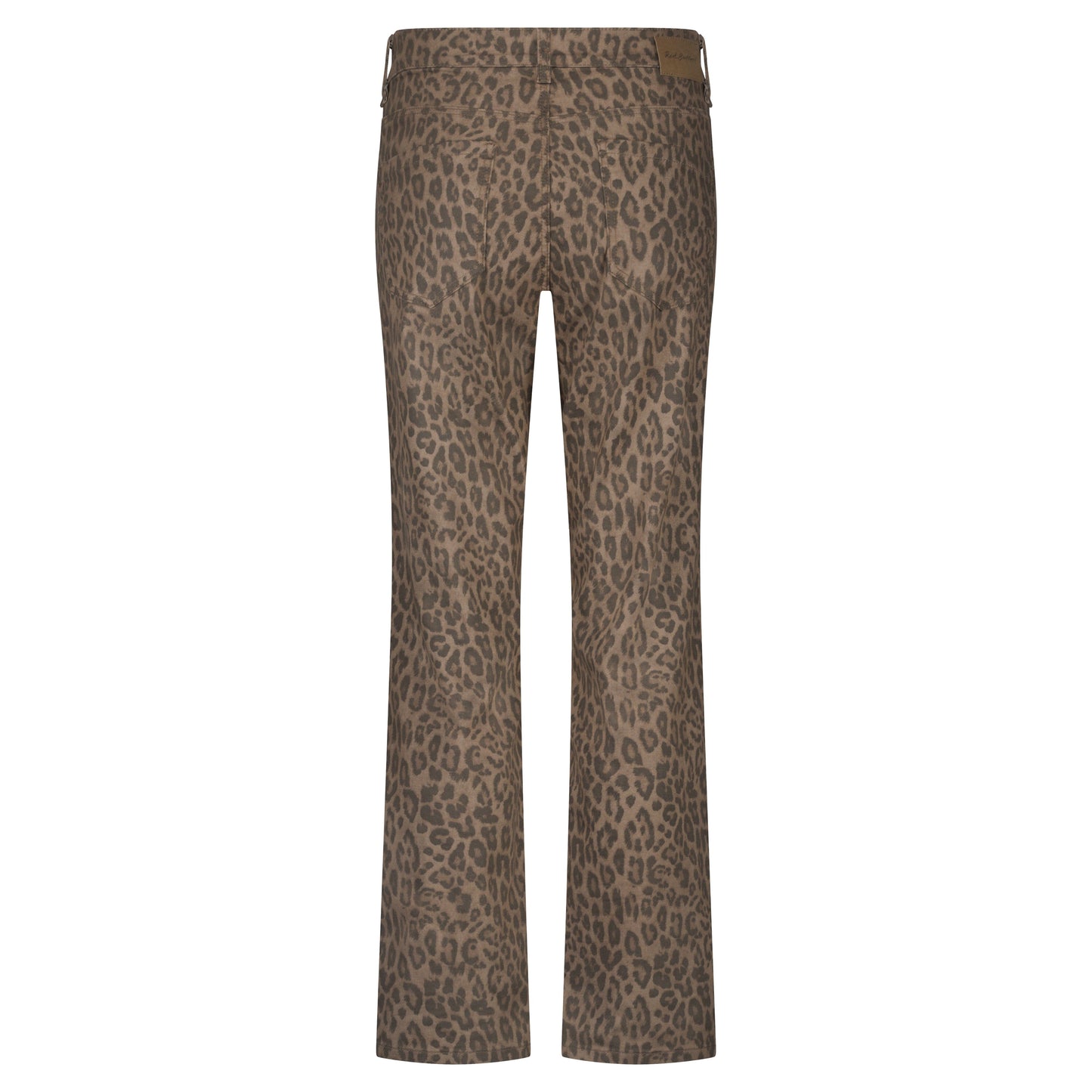 Kim Leopard Trousers | Mid Brown Pants Red Button 