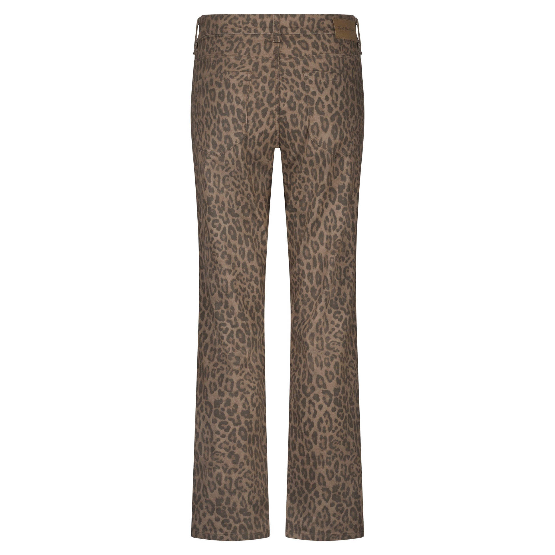 Kim Leopard Trousers | Mid Brown Pants Red Button 