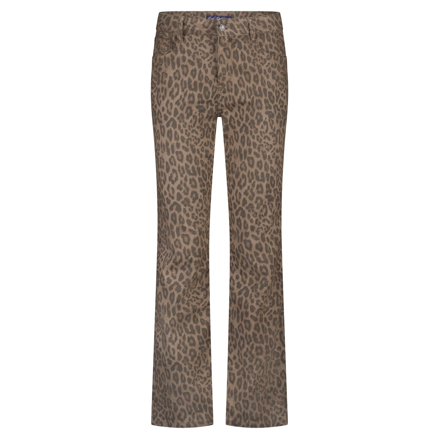 Kim Leopard Trousers | Mid Brown Pants Red Button 