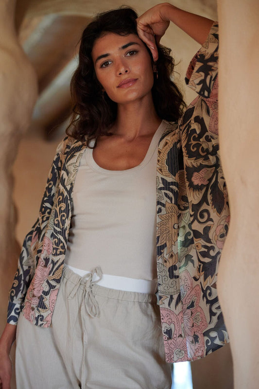 Kimono | Block | Taupe Casual Kimonos One Hundred Stars 
