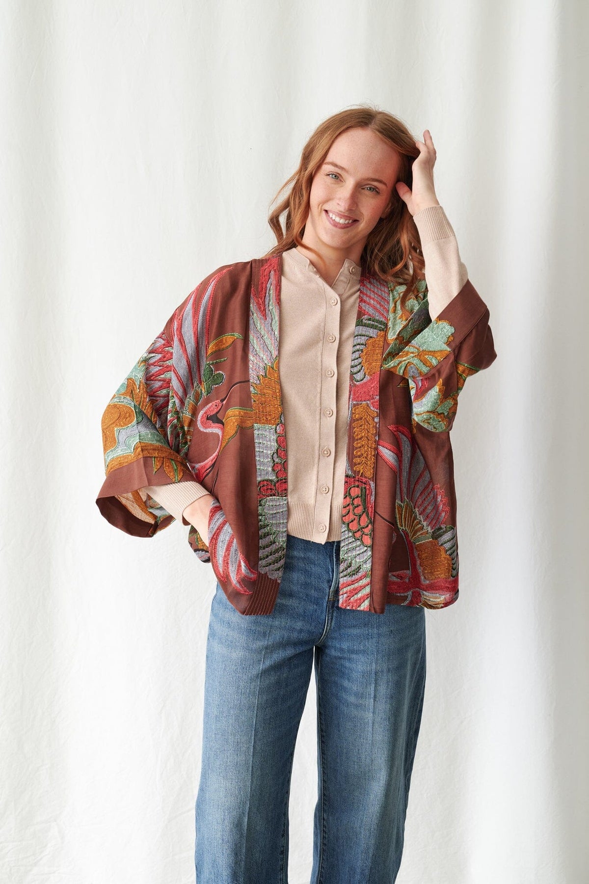 Kimono | Crane | Brown Kimonos One Hundred Stars 