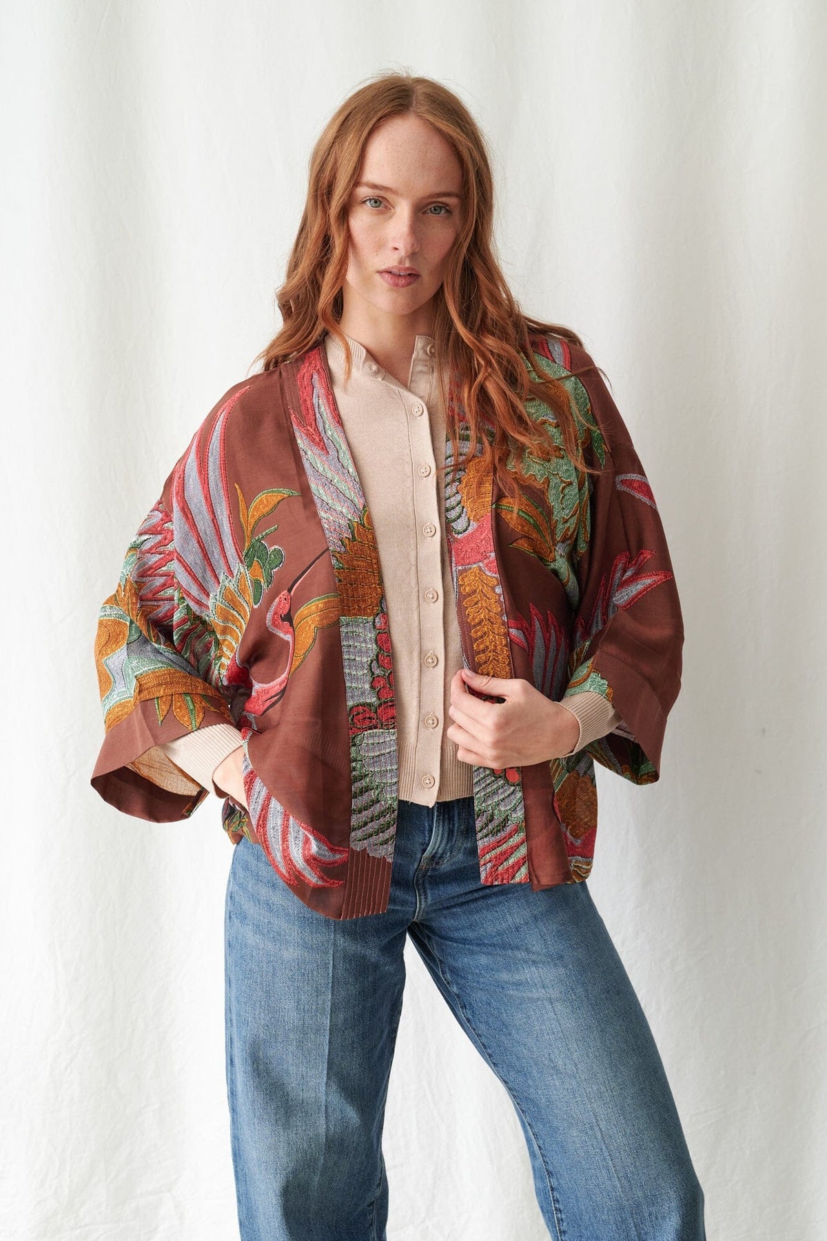 Kimono | Crane | Brown Kimonos One Hundred Stars 