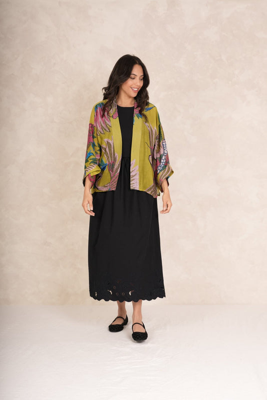 Kimono | Crane | Olive Casual Kimonos One Hundred Stars 