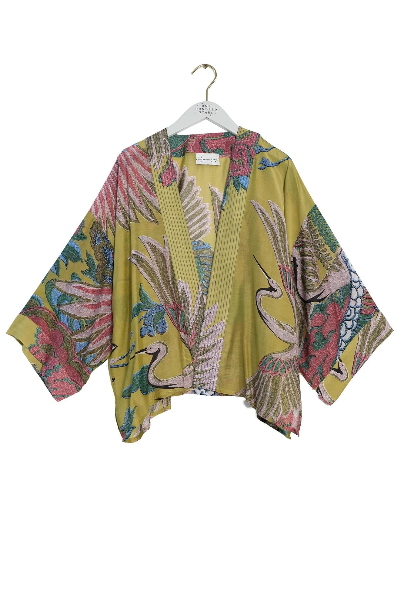 Kimono | Crane | Olive Casual Kimonos One Hundred Stars 