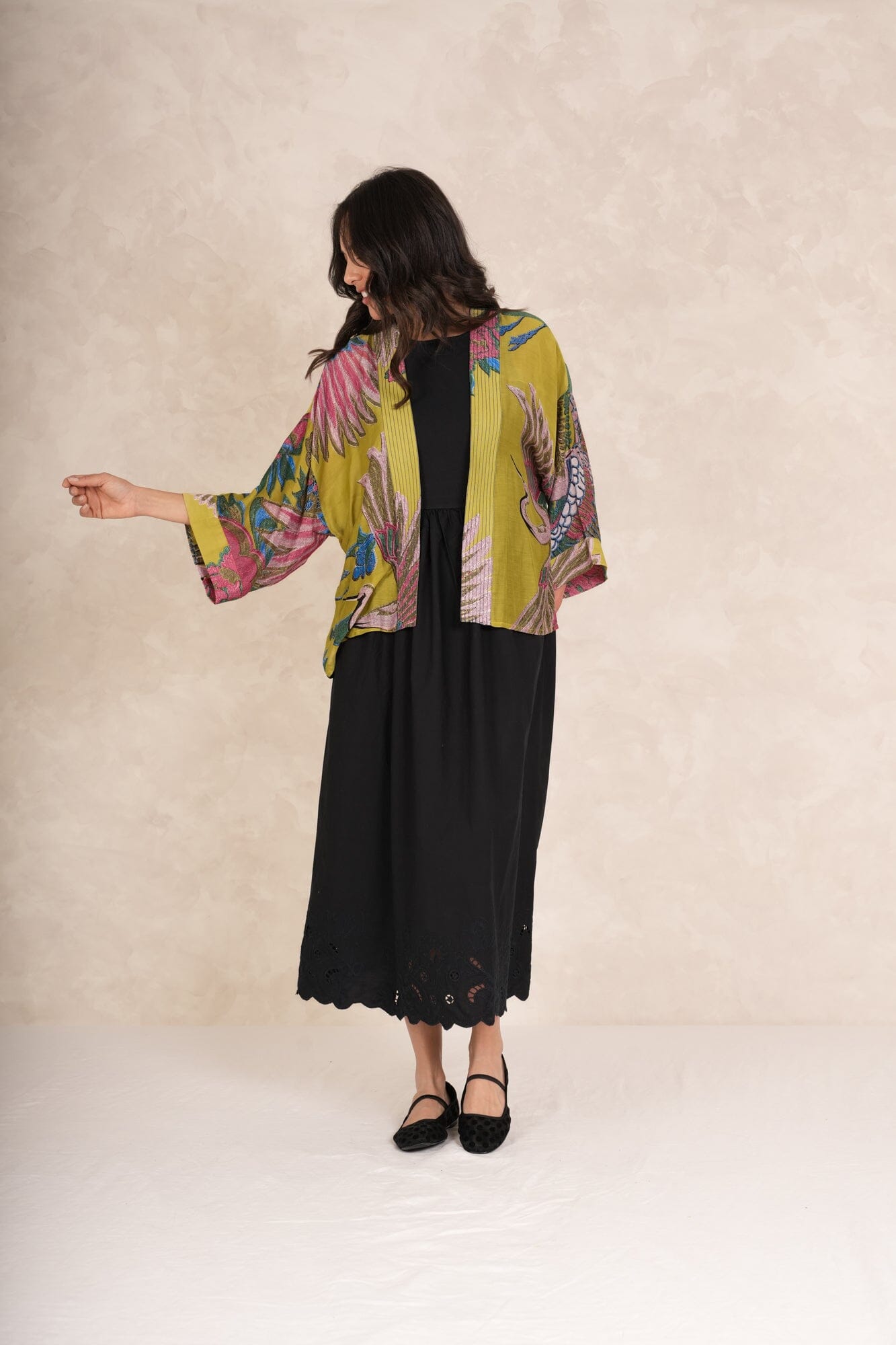 Kimono | Crane | Olive Casual Kimonos One Hundred Stars 