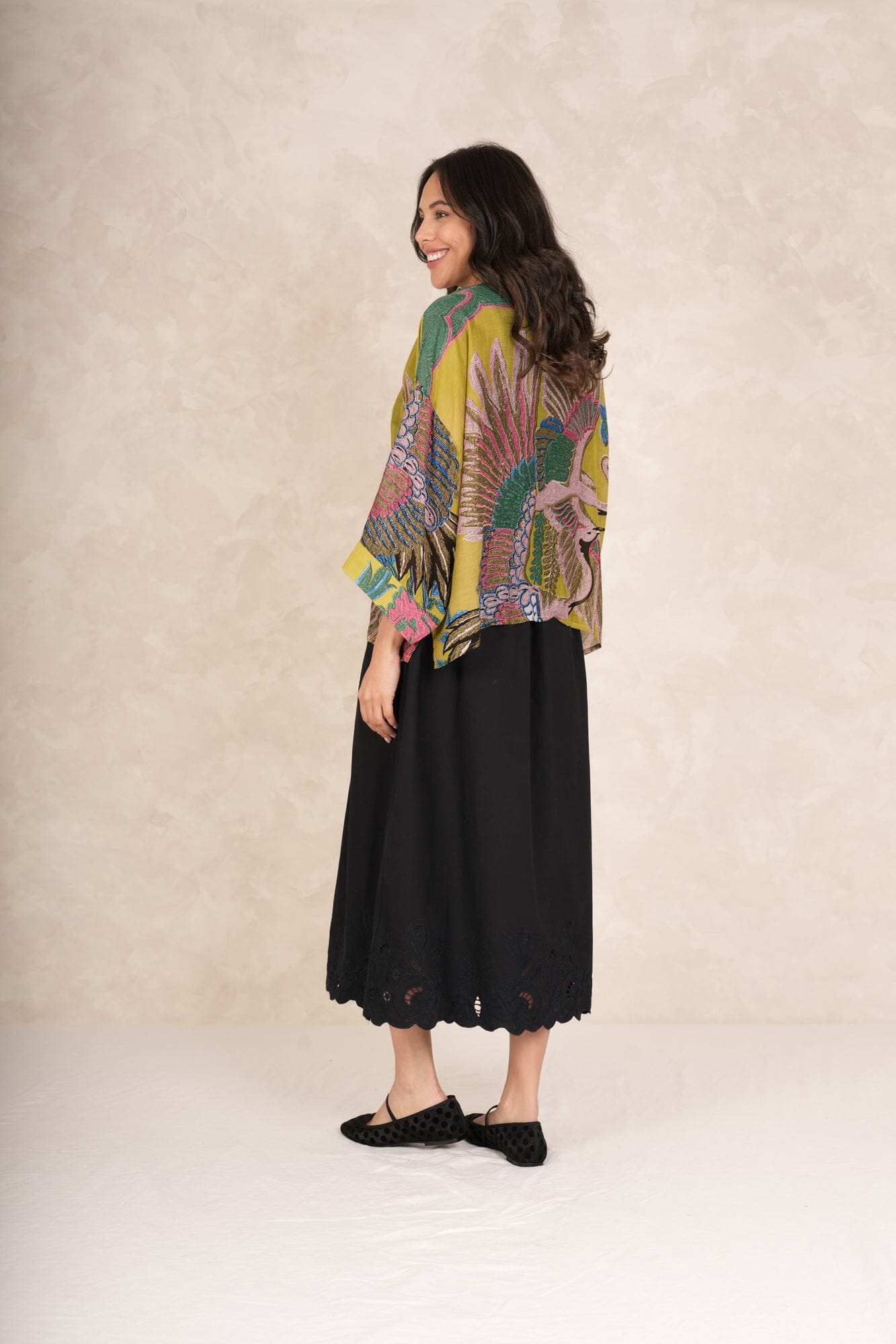 Kimono | Crane | Olive Casual Kimonos One Hundred Stars 