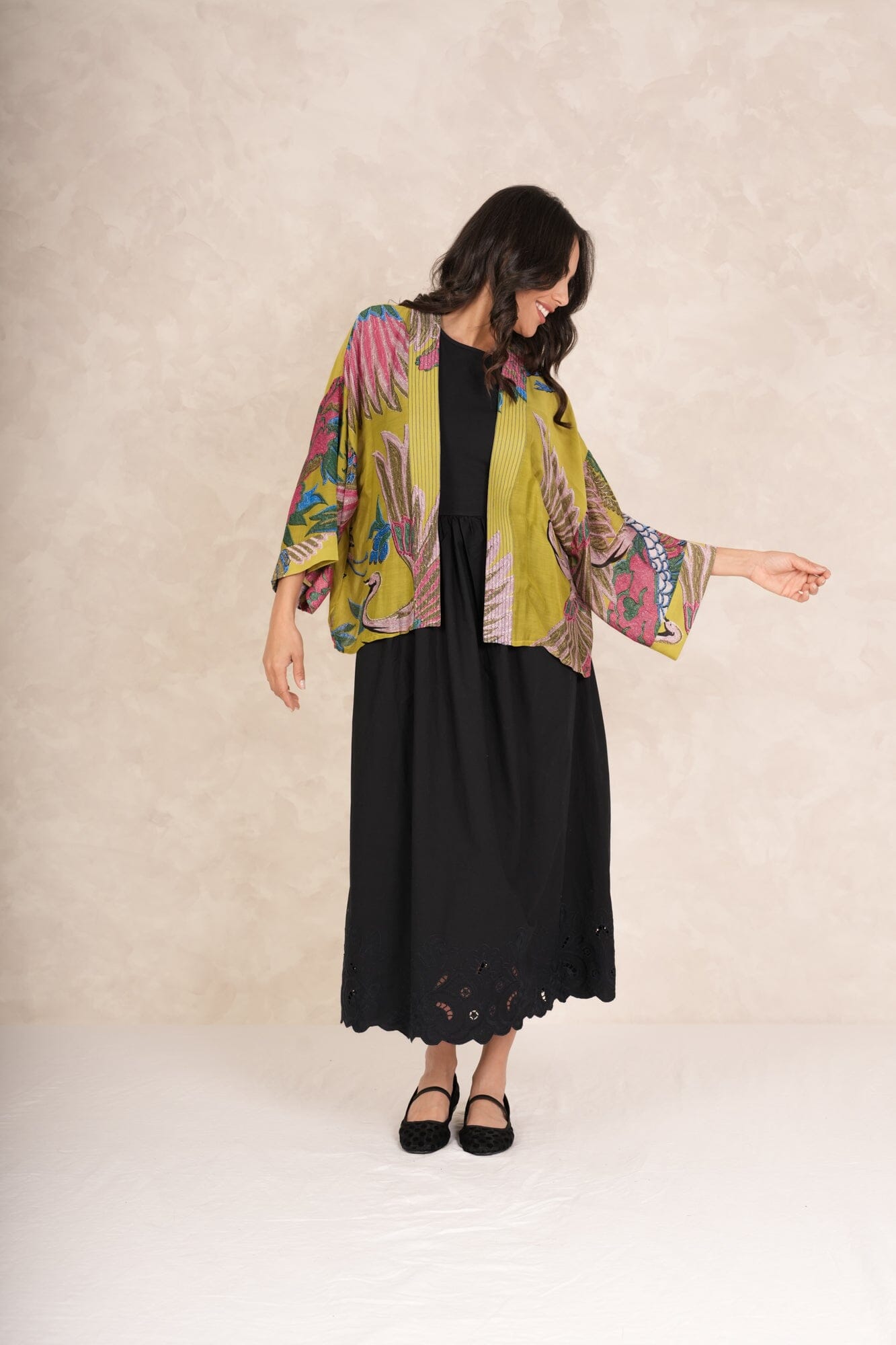 Kimono | Crane | Olive Casual Kimonos One Hundred Stars 