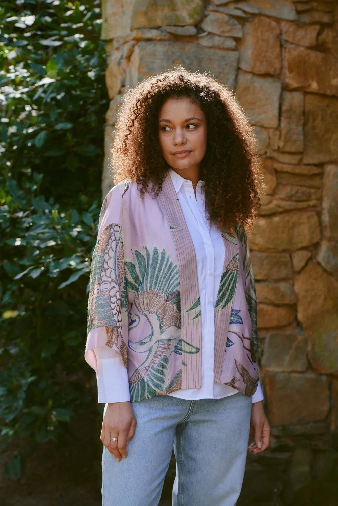 Kimono | Crane | Plaster Pink Casual Kimonos One Hundred Stars 