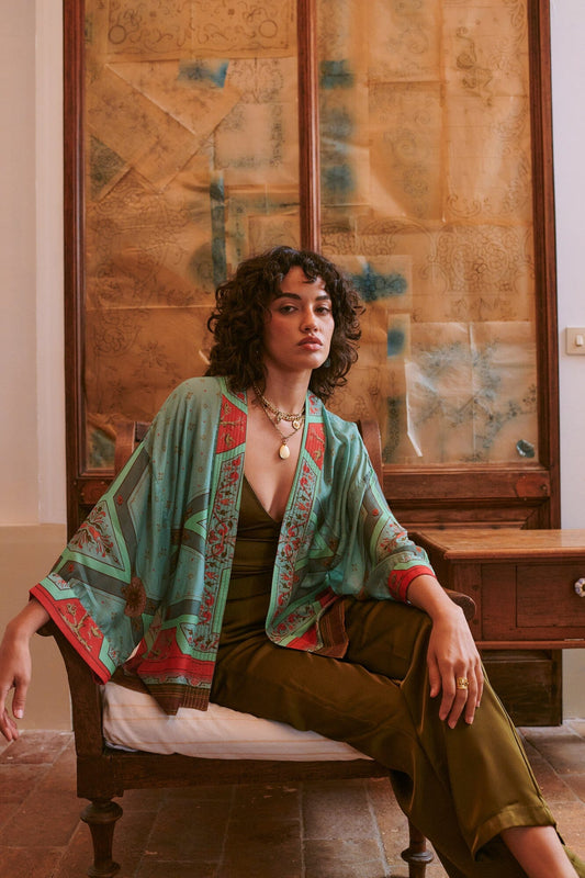 Kimono | Fleur De Lys | Aqua Kimonos One Hundred Stars 